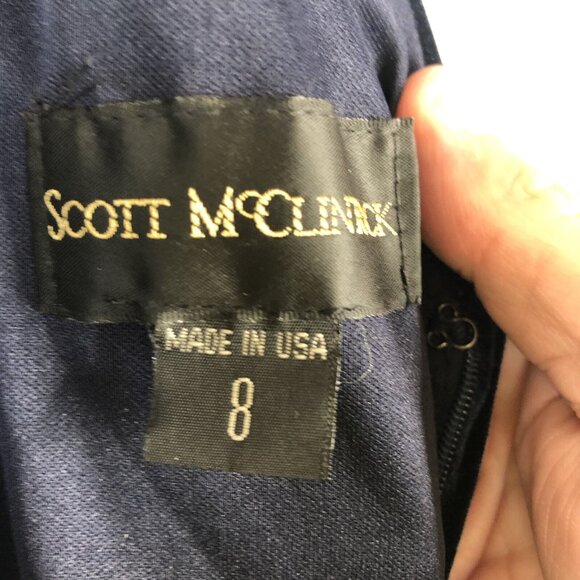 Vintage Scott McClintock Velvet Maxi Dress Womens 8 Navy Blue Velour Y2K Formal - Picture 11 of 16